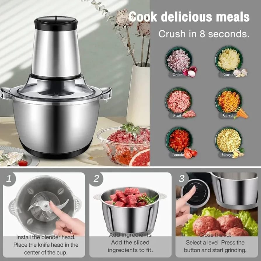 Silver Crust Electric Chopper & Meat Grinder
